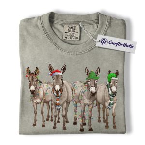 Funny Donkey Christmas Shirt, Farm Animal Holiday T-Shirt, Cute Country Christmas Graphic Tee, Rustic Gift for Animal Lovers, Christmas Comfort Colors Shirt