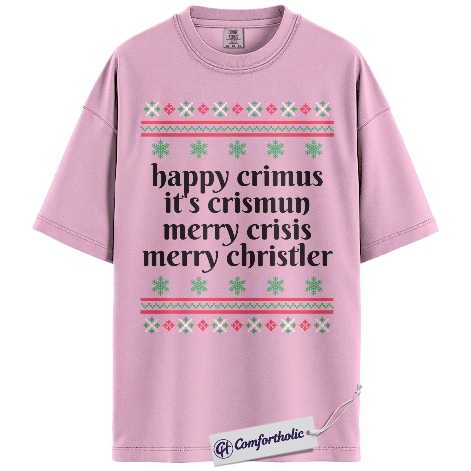 Happy Crimus Christmas Shirt, Merry Crisis Meme T-Shirt, Funny Holiday Quote Graphic Tee, Christmas Comfort Colors Shirt - Image 9