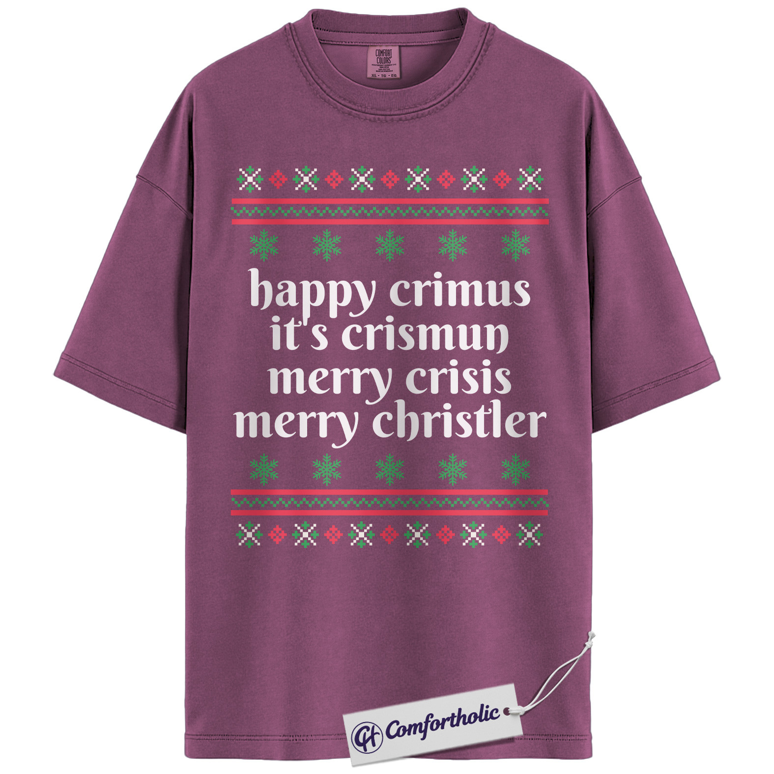 Happy Crimus Christmas Shirt, Merry Crisis Meme T-Shirt, Funny Holiday Quote Graphic Tee, Christmas Comfort Colors Shirt - Image 16