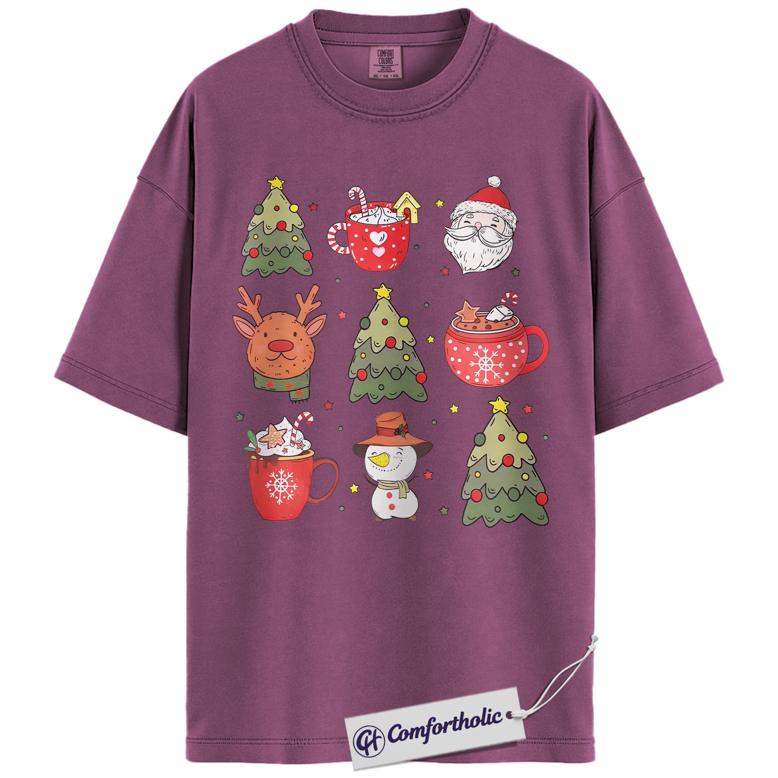 Christmas Cocoa Mug Shirt, Cute Holiday T-Shirt, Santa Reindeer Snowman Graphic Tee, Cozy Winter Coffee Lover Gift, Christmas Comfort Colors Shirt - Image 15