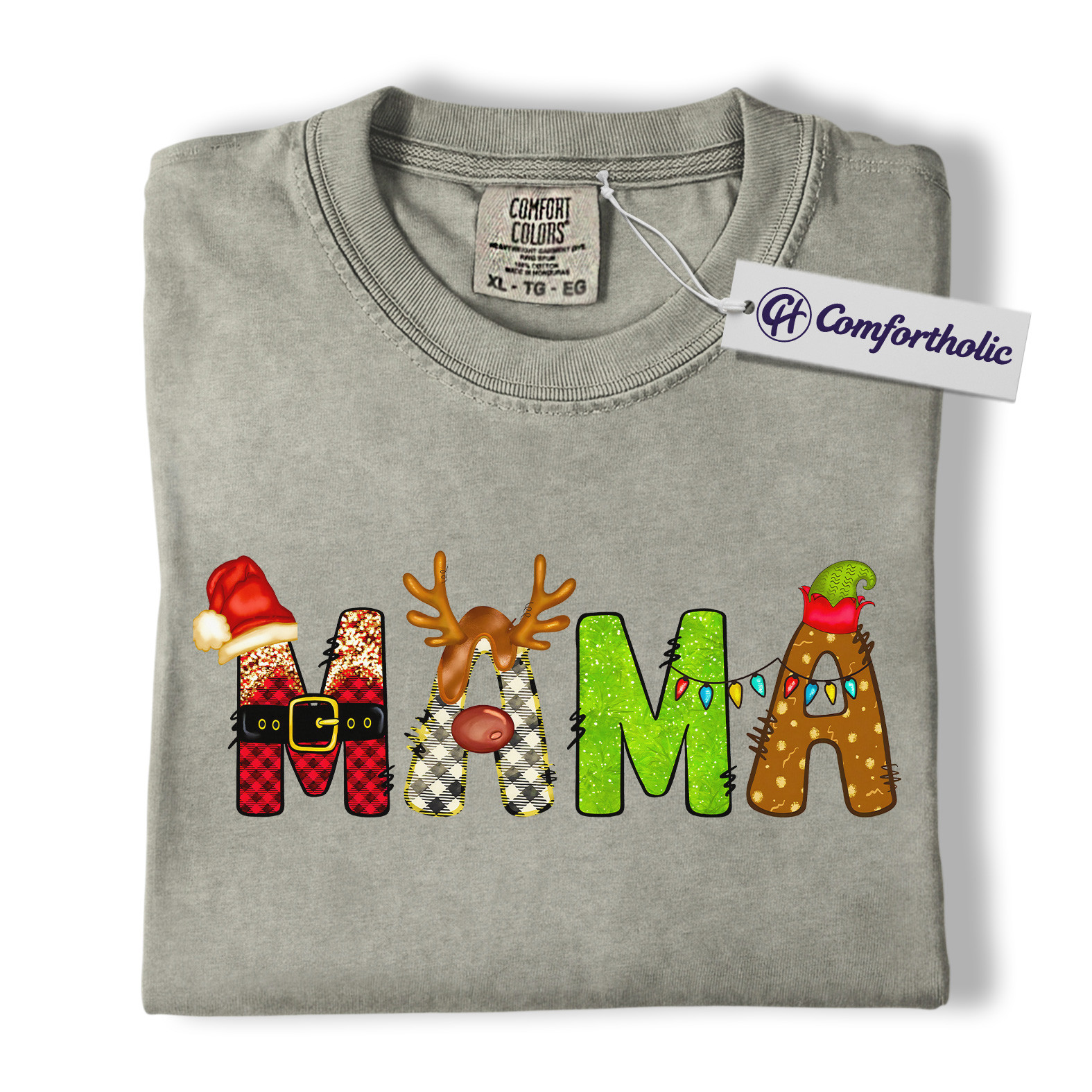 Christmas Mama Shirt, Cute Holiday T-Shirt, Funny Mom Graphic Tee, Christmas Gift for Moms, Festive Family Comfort Colors Shirt - Image 7