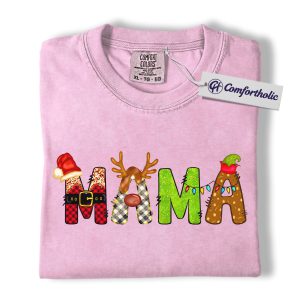 Alternative view of Christmas Mama Shirt, Cute Holiday T-Shirt, Funny Mom Graphic Tee, Christmas Gift for Moms, Festive Family Comfort Colors Shirt