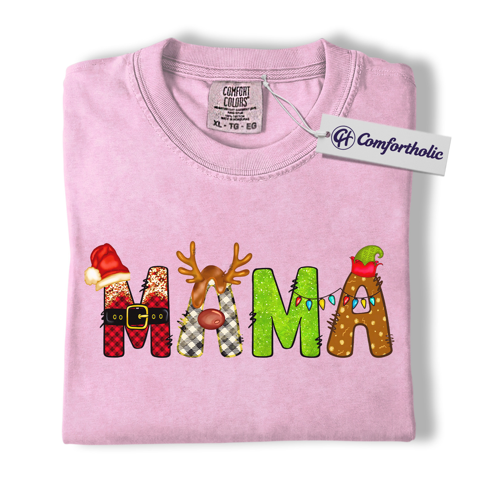 Christmas Mama Shirt, Cute Holiday T-Shirt, Funny Mom Graphic Tee, Christmas Gift for Moms, Festive Family Comfort Colors Shirt - Image 2