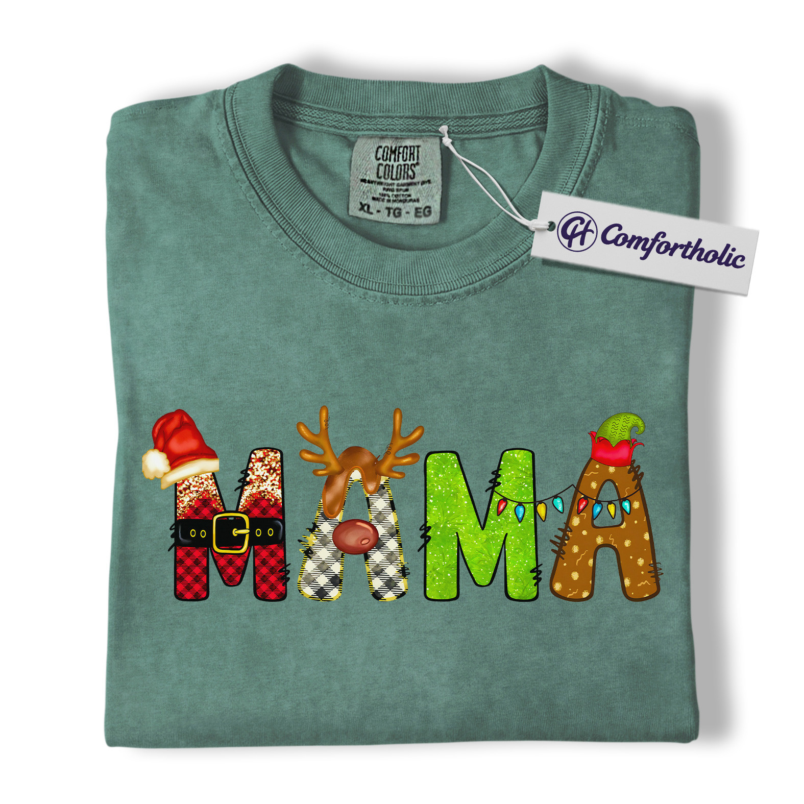 Christmas Mama Shirt, Cute Holiday T-Shirt, Funny Mom Graphic Tee, Christmas Gift for Moms, Festive Family Comfort Colors Shirt - Image 10