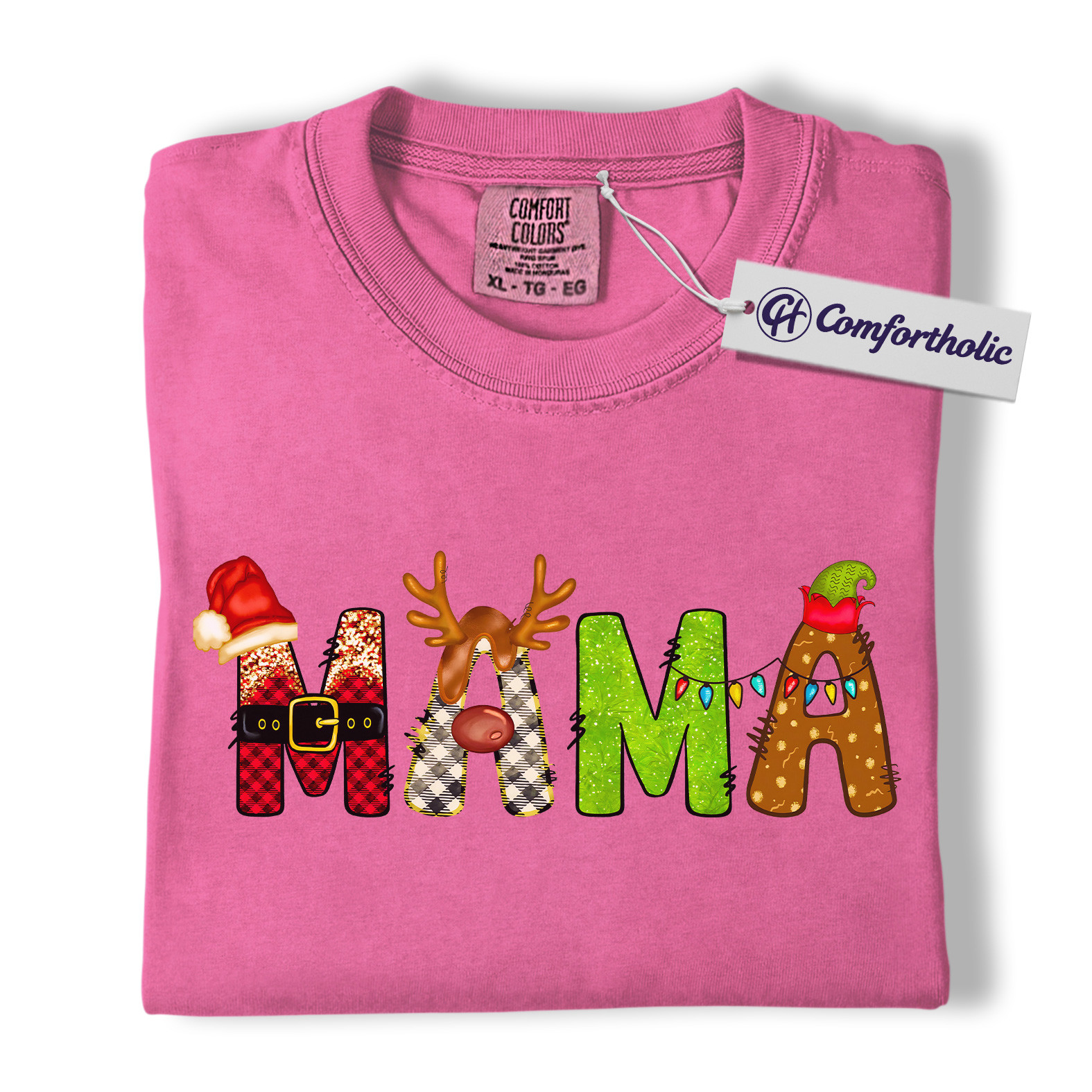 Christmas Mama Shirt, Cute Holiday T-Shirt, Funny Mom Graphic Tee, Christmas Gift for Moms, Festive Family Comfort Colors Shirt - Image 16