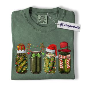 Funny Pickle Christmas Shirt, Holiday Food Pun T-Shirt, Cute Pickle Jar Graphic Tee, Christmas Gift for Pickle Lovers, Christmas Comfort Colors Shirt