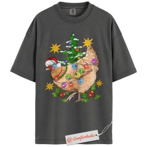 Alternative view of Funny Chicken Christmas Shirt, Farm Animal Holiday T-Shirt, Cute Country Hen Graphic Tee, Christmas Gift for Chicken Lovers, Christmas Comfort Colors Shirt