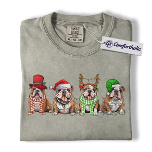 Alternative view of Funny Bulldog Christmas Shirt, Dog Lover Holiday T-Shirt, Cute English Bulldog Graphic Tee, Christmas Gift for Pet Owners, Christmas Comfort Colors Shirt