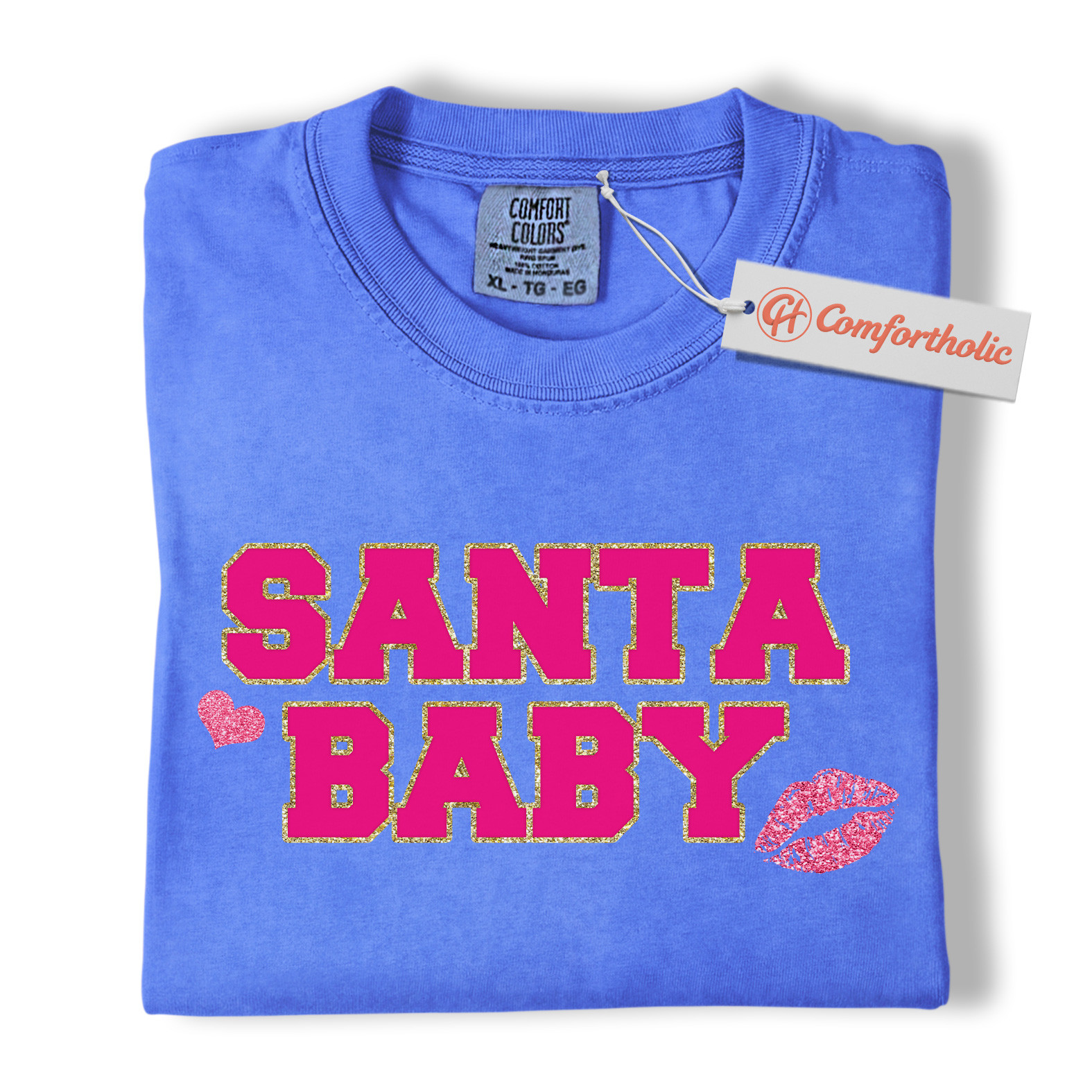 Santa Baby Shirt, Cute Pink Christmas T-Shirt for Women, Girly Holiday Graphic Tee, Christmas Comfort Colors Shirt - Image 13