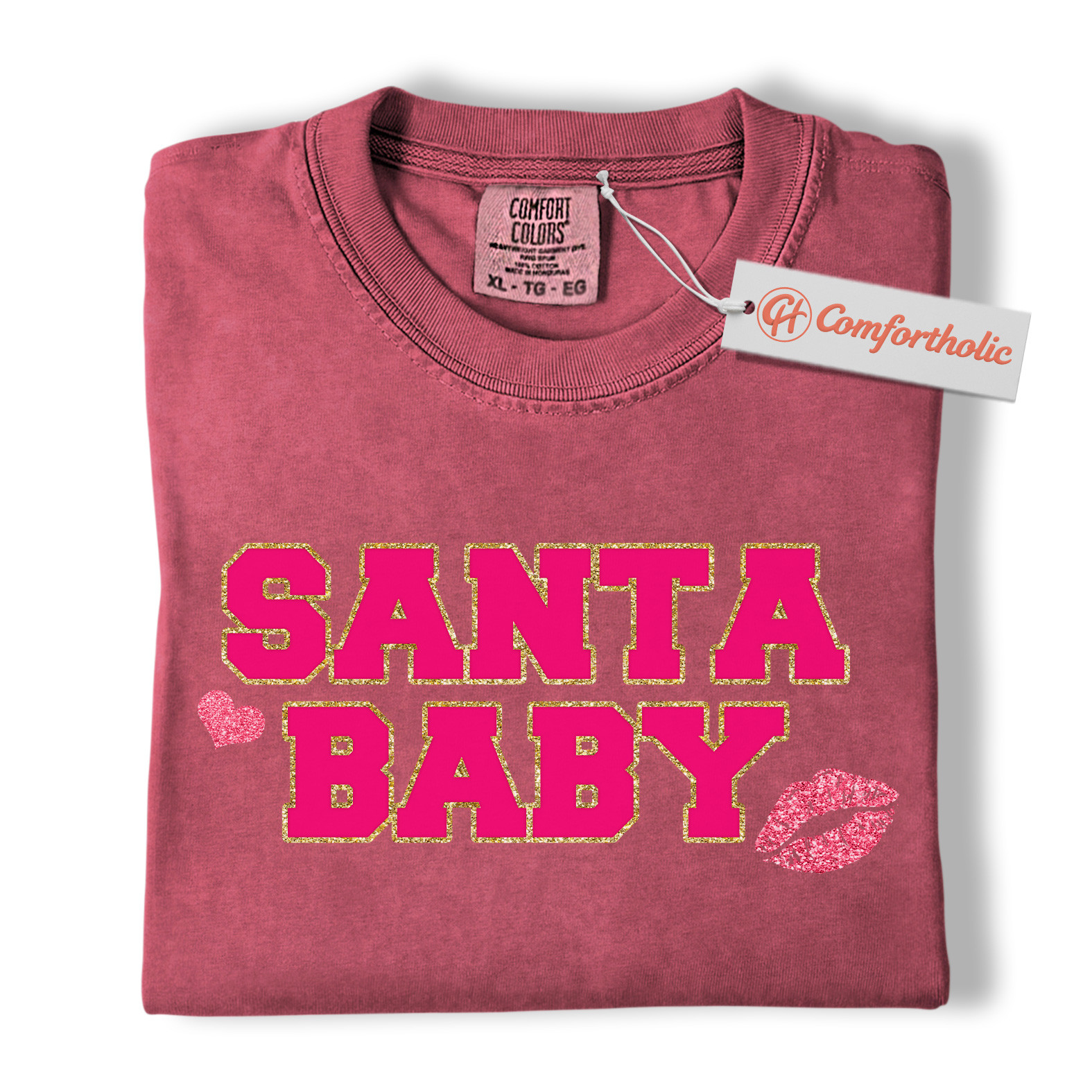 Santa Baby Shirt, Cute Pink Christmas T-Shirt for Women, Girly Holiday Graphic Tee, Christmas Comfort Colors Shirt - Image 18