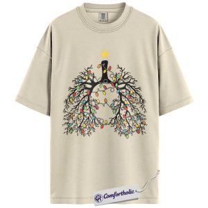 Christmas Lungs Tree Shirt, Respiratory Therapist Holiday T-Shirt, Medical Anatomy Graphic Tee, Unique Healthcare Gift for Professionals, Christmas Comfort Colors Shirt