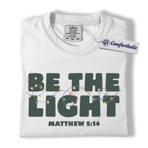 Alternative view of Be The Light Shirt, Christian Christmas T-Shirt, Matthew 5:14 Bible Verse Graphic Tee, Faith-Based Holiday Gift for Believers, Christmas Comfort Colors Shirt