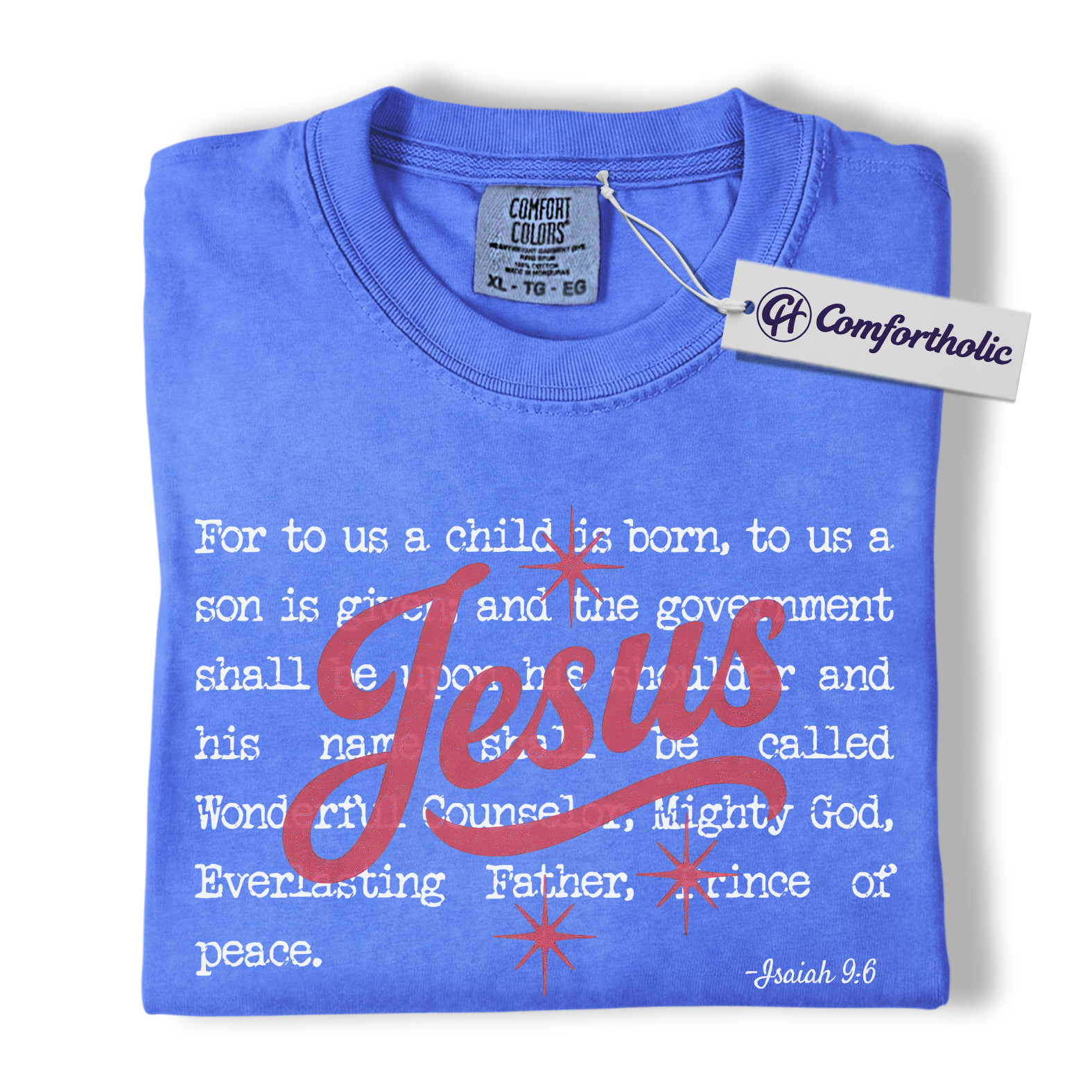 Jesus Christmas Shirt, Isaiah 9:6 Bible Verse T-Shirt, Christian Faith-Based Holiday Graphic Tee, Religious Christmas Gift for Believers, Christmas Comfort Colors Shirt - Image 12