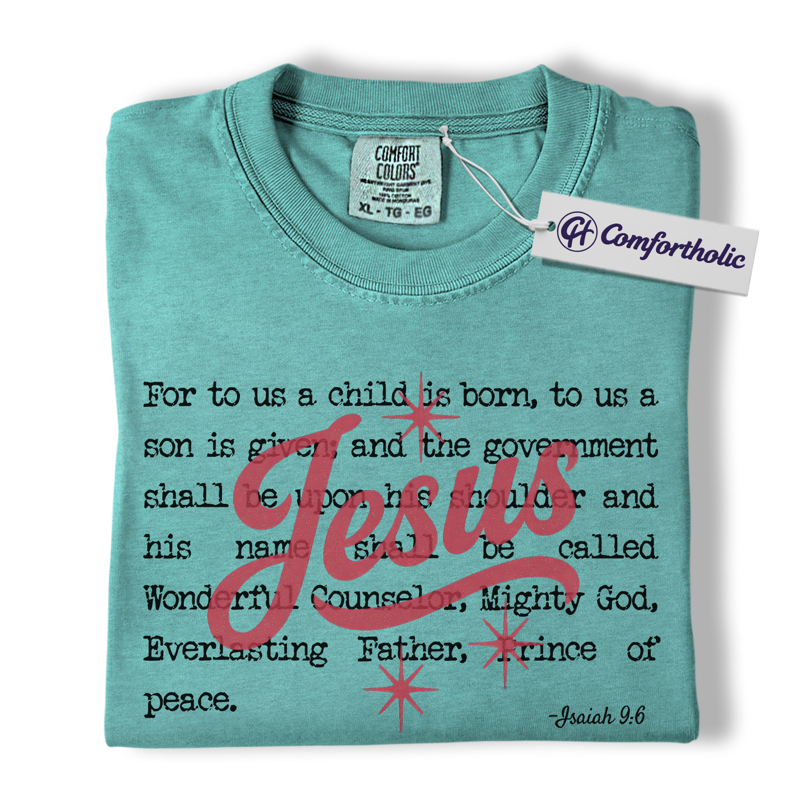 Jesus Christmas Shirt, Isaiah 9:6 Bible Verse T-Shirt, Christian Faith-Based Holiday Graphic Tee, Religious Christmas Gift for Believers, Christmas Comfort Colors Shirt - Image 13