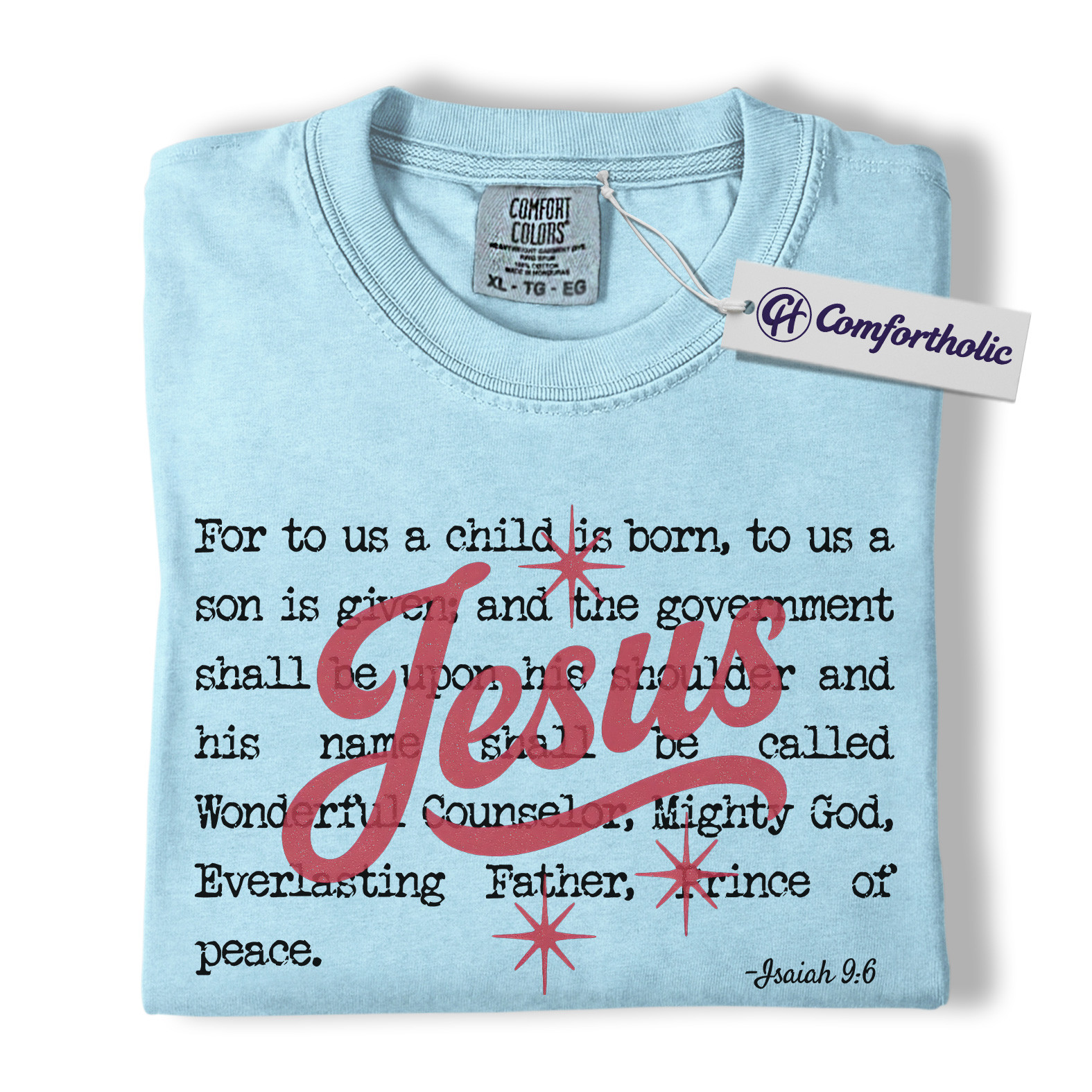 Jesus Christmas Shirt, Isaiah 9:6 Bible Verse T-Shirt, Christian Faith-Based Holiday Graphic Tee, Religious Christmas Gift for Believers, Christmas Comfort Colors Shirt - Image 14