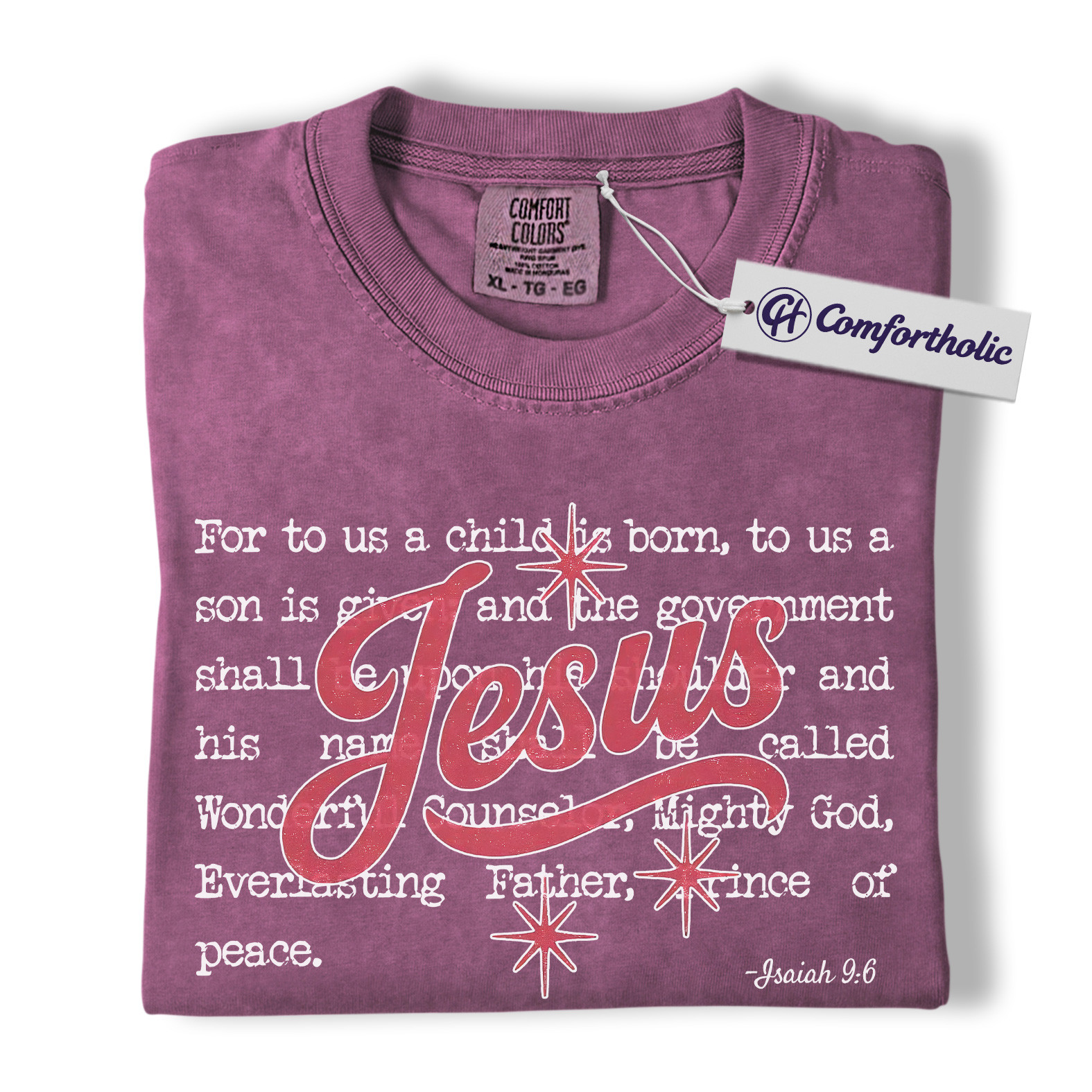 Jesus Christmas Shirt, Isaiah 9:6 Bible Verse T-Shirt, Christian Faith-Based Holiday Graphic Tee, Religious Christmas Gift for Believers, Christmas Comfort Colors Shirt - Image 15