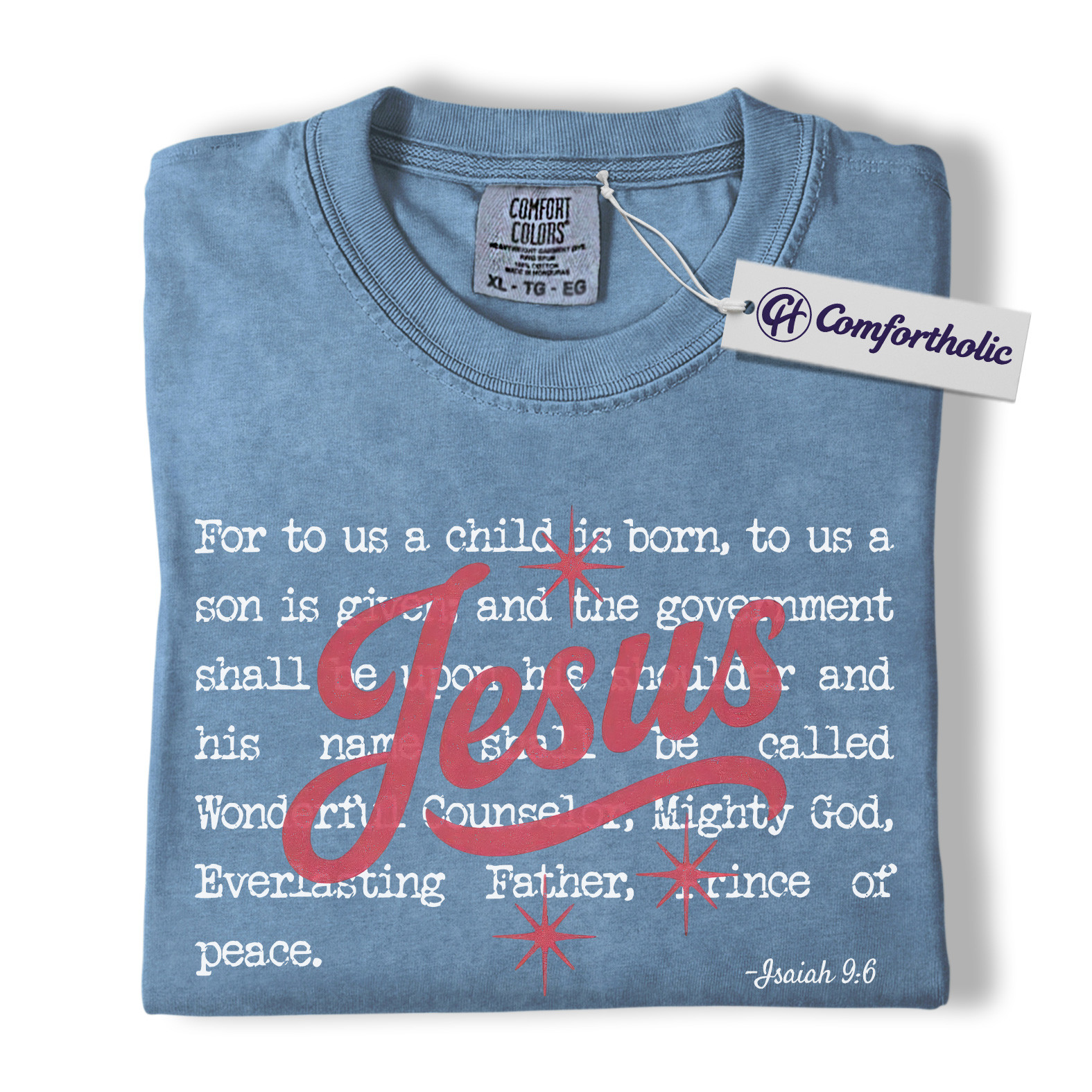 Jesus Christmas Shirt, Isaiah 9:6 Bible Verse T-Shirt, Christian Faith-Based Holiday Graphic Tee, Religious Christmas Gift for Believers, Christmas Comfort Colors Shirt - Image 17
