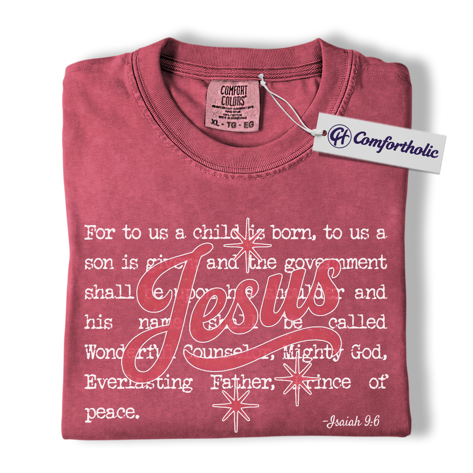 Jesus Christmas Shirt, Isaiah 9:6 Bible Verse T-Shirt, Christian Faith-Based Holiday Graphic Tee, Religious Christmas Gift for Believers, Christmas Comfort Colors Shirt - Image 18