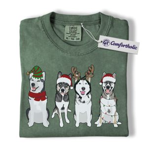 Siberian Husky Christmas Shirt, Funny Holiday Dog T-Shirt, Cute Husky Lover Graphic Tee, Christmas Gift for Dog Owners, Christmas Comfort Colors Shirt