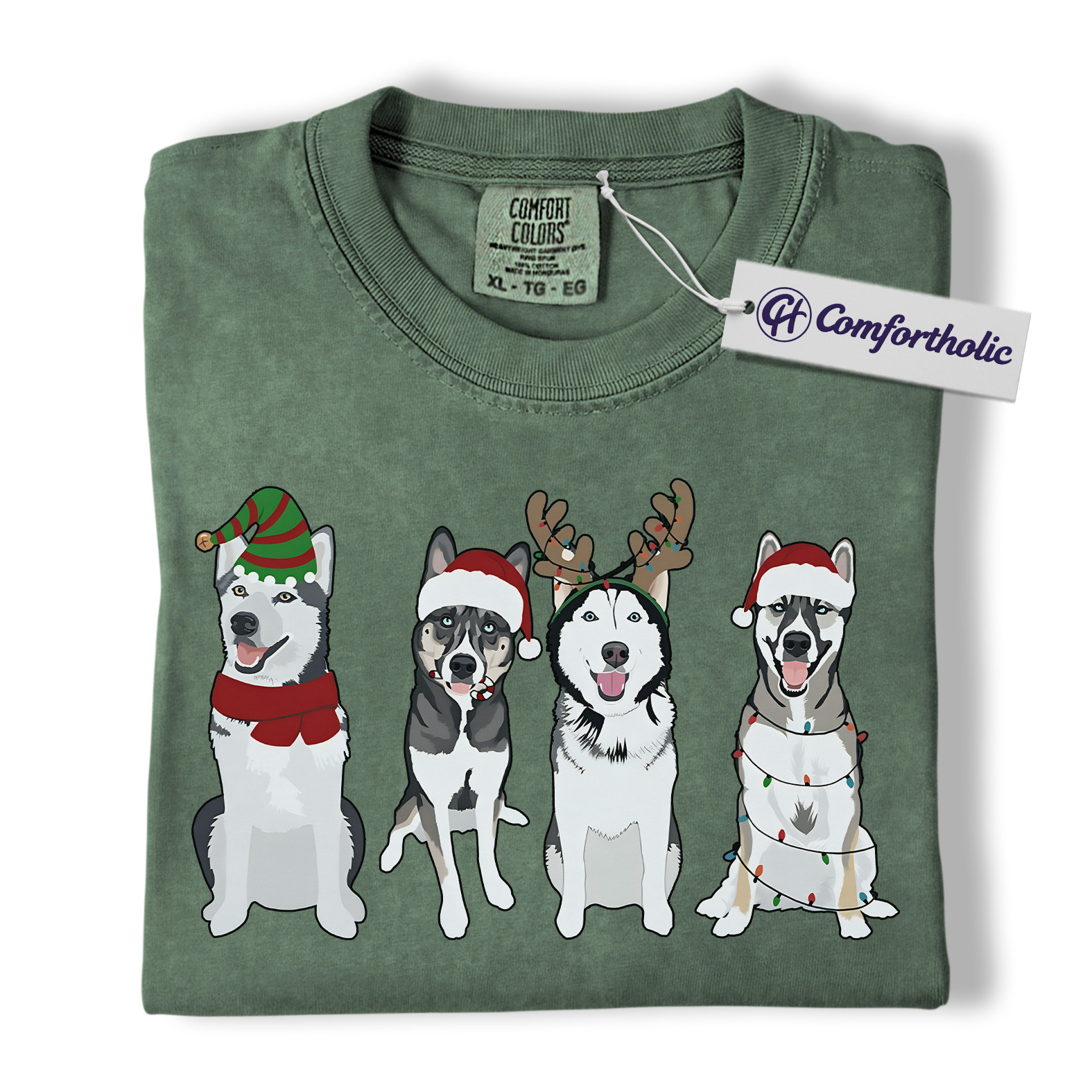 Siberian Husky Christmas Shirt, Funny Holiday Dog T-Shirt, Cute Husky Lover Graphic Tee, Christmas Gift for Dog Owners, Christmas Comfort Colors Shirt