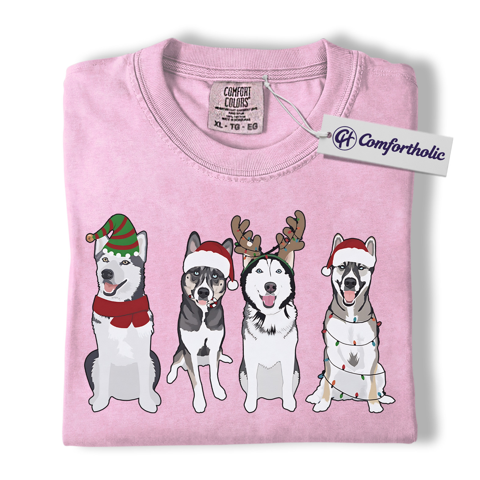 Siberian Husky Christmas Shirt, Funny Holiday Dog T-Shirt, Cute Husky Lover Graphic Tee, Christmas Gift for Dog Owners, Christmas Comfort Colors Shirt - Image 9