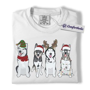 Alternative view of Siberian Husky Christmas Shirt, Funny Holiday Dog T-Shirt, Cute Husky Lover Graphic Tee, Christmas Gift for Dog Owners, Christmas Comfort Colors Shirt