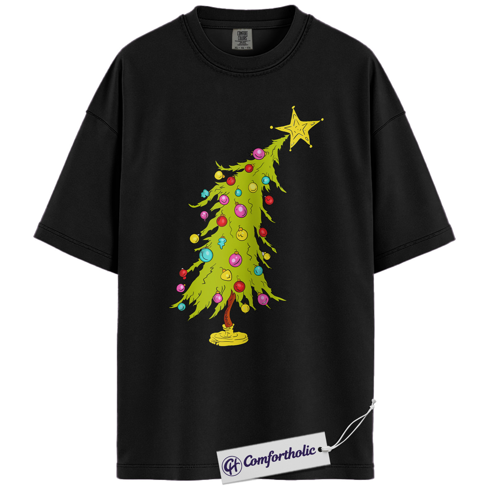 Funny Christmas Tree Shirt, Whoville Holiday T-Shirt, Cute Grinch Style Tree Graphic Tee, Festive Holiday Gift, Christmas Comfort Colors Shirt - Image 3