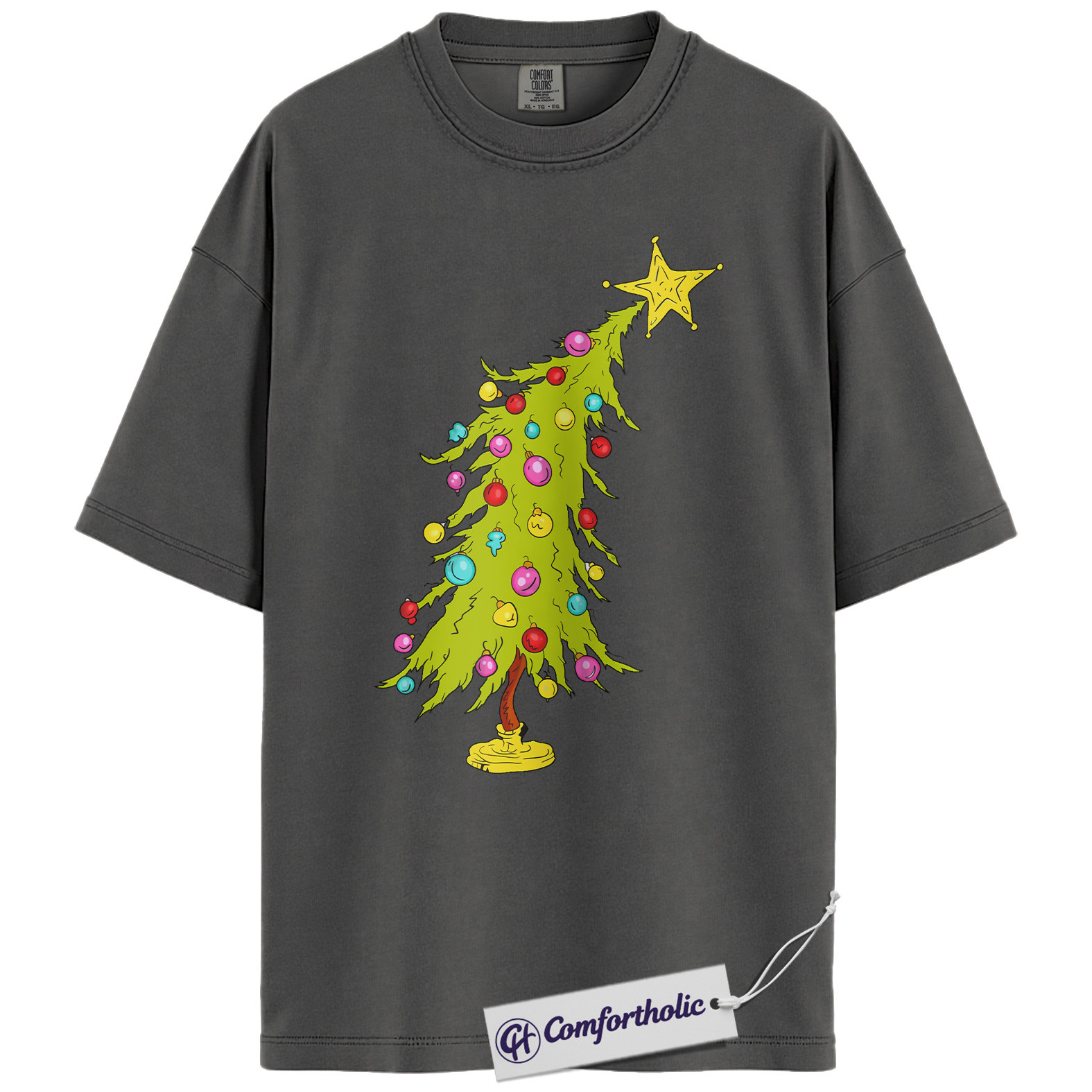 Funny Christmas Tree Shirt, Whoville Holiday T-Shirt, Cute Grinch Style Tree Graphic Tee, Festive Holiday Gift, Christmas Comfort Colors Shirt - Image 4