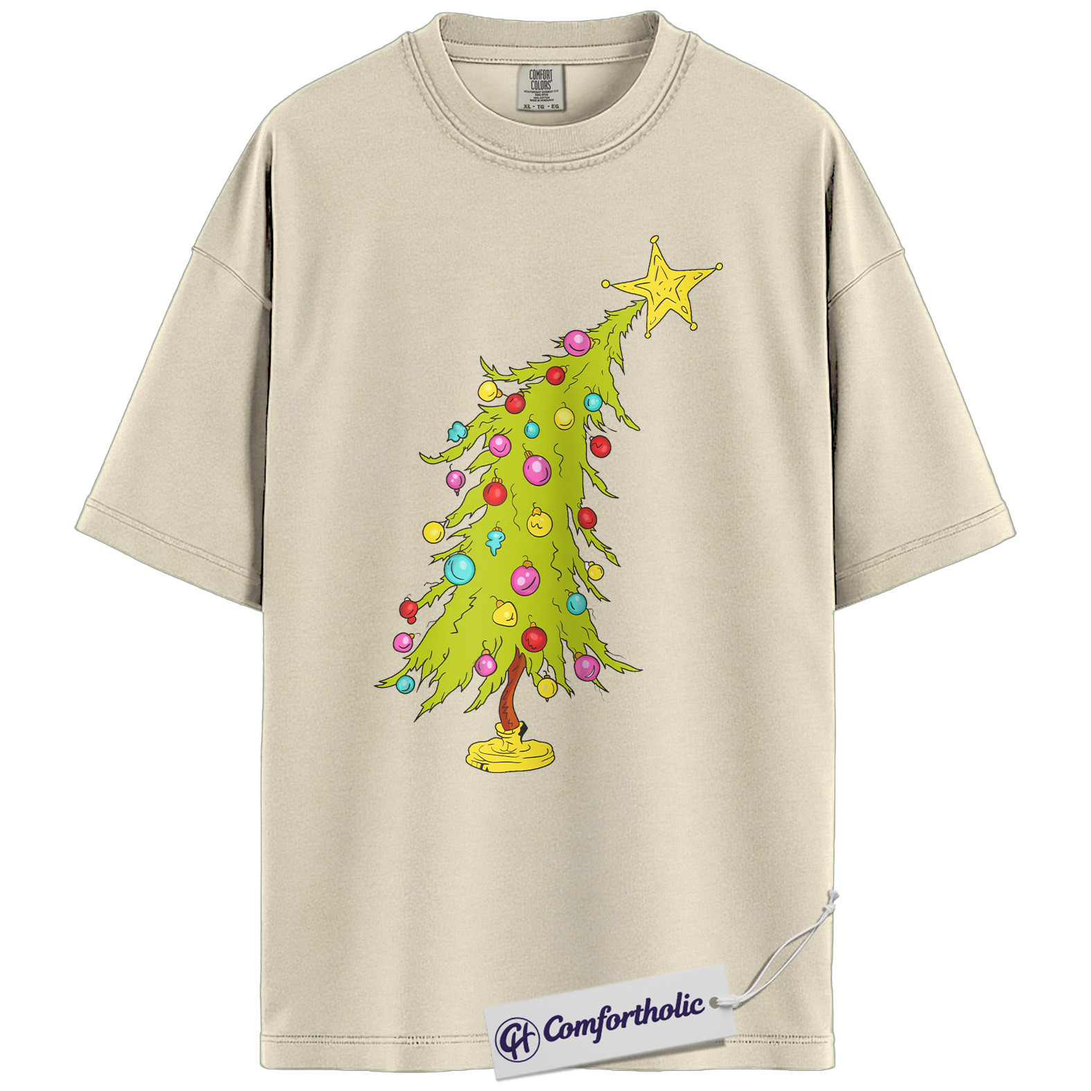 Funny Christmas Tree Shirt, Whoville Holiday T-Shirt, Cute Grinch Style Tree Graphic Tee, Festive Holiday Gift, Christmas Comfort Colors Shirt - Image 5