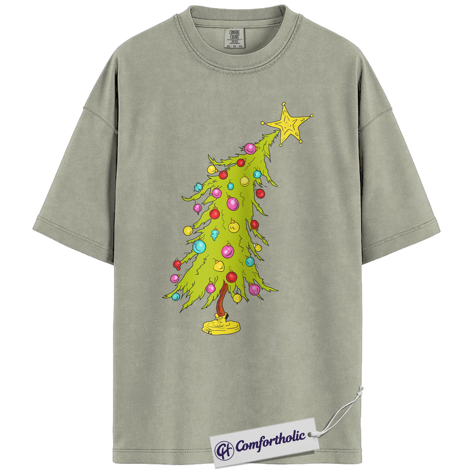 Funny Christmas Tree Shirt, Whoville Holiday T-Shirt, Cute Grinch Style Tree Graphic Tee, Festive Holiday Gift, Christmas Comfort Colors Shirt - Image 7