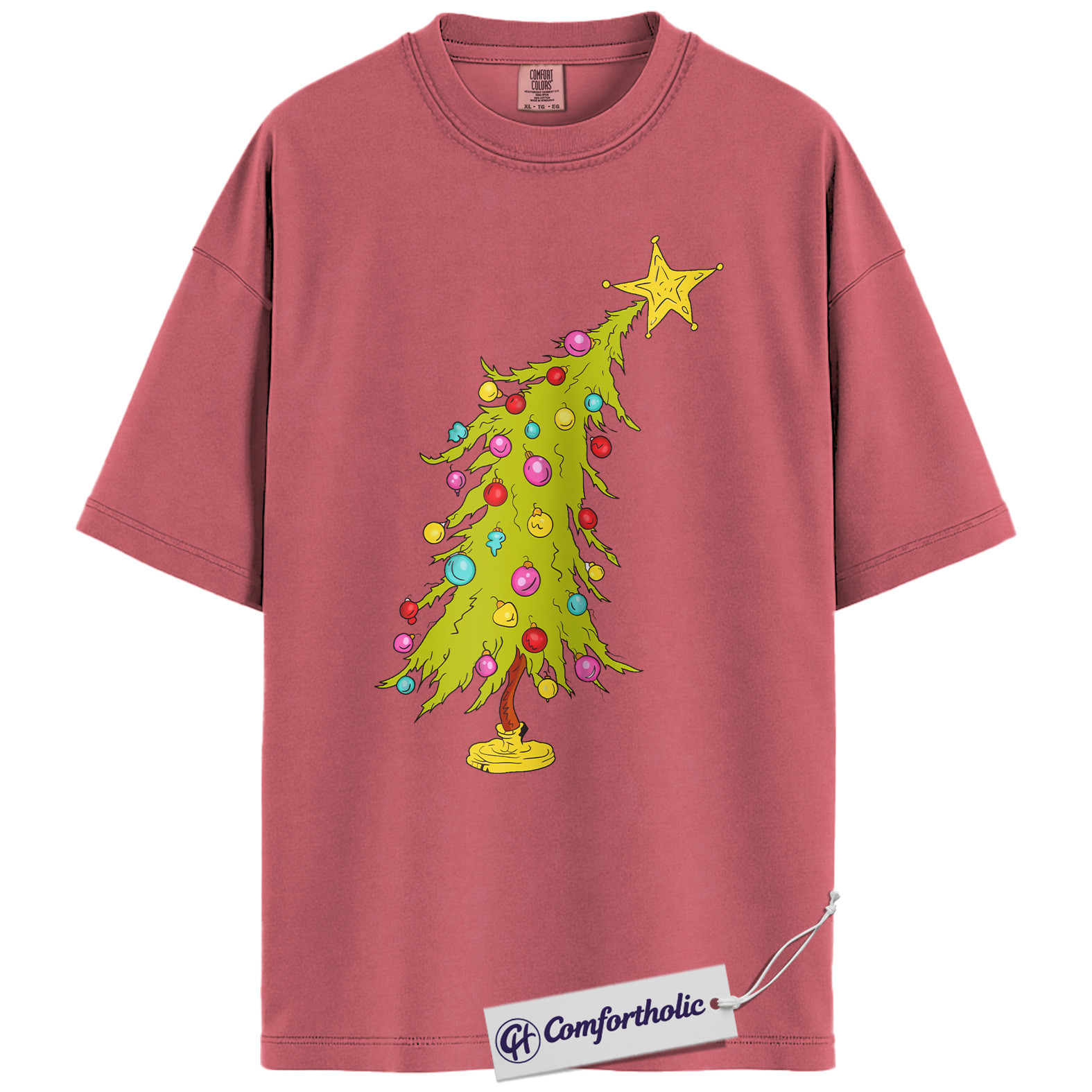 Funny Christmas Tree Shirt, Whoville Holiday T-Shirt, Cute Grinch Style Tree Graphic Tee, Festive Holiday Gift, Christmas Comfort Colors Shirt