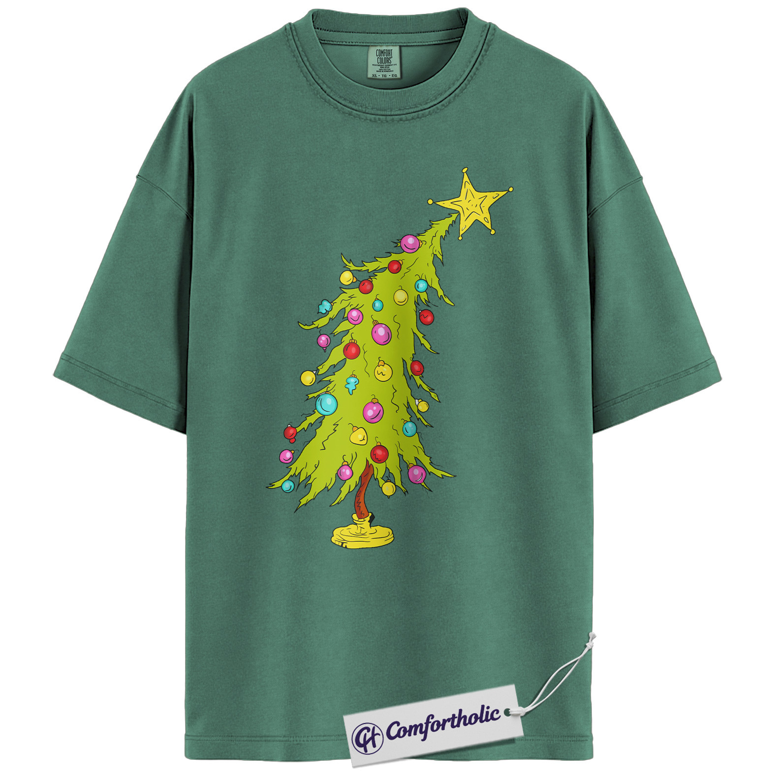 Funny Christmas Tree Shirt, Whoville Holiday T-Shirt, Cute Grinch Style Tree Graphic Tee, Festive Holiday Gift, Christmas Comfort Colors Shirt - Image 10