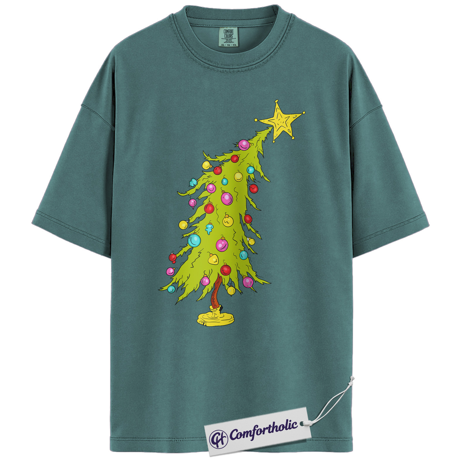 Funny Christmas Tree Shirt, Whoville Holiday T-Shirt, Cute Grinch Style Tree Graphic Tee, Festive Holiday Gift, Christmas Comfort Colors Shirt - Image 11