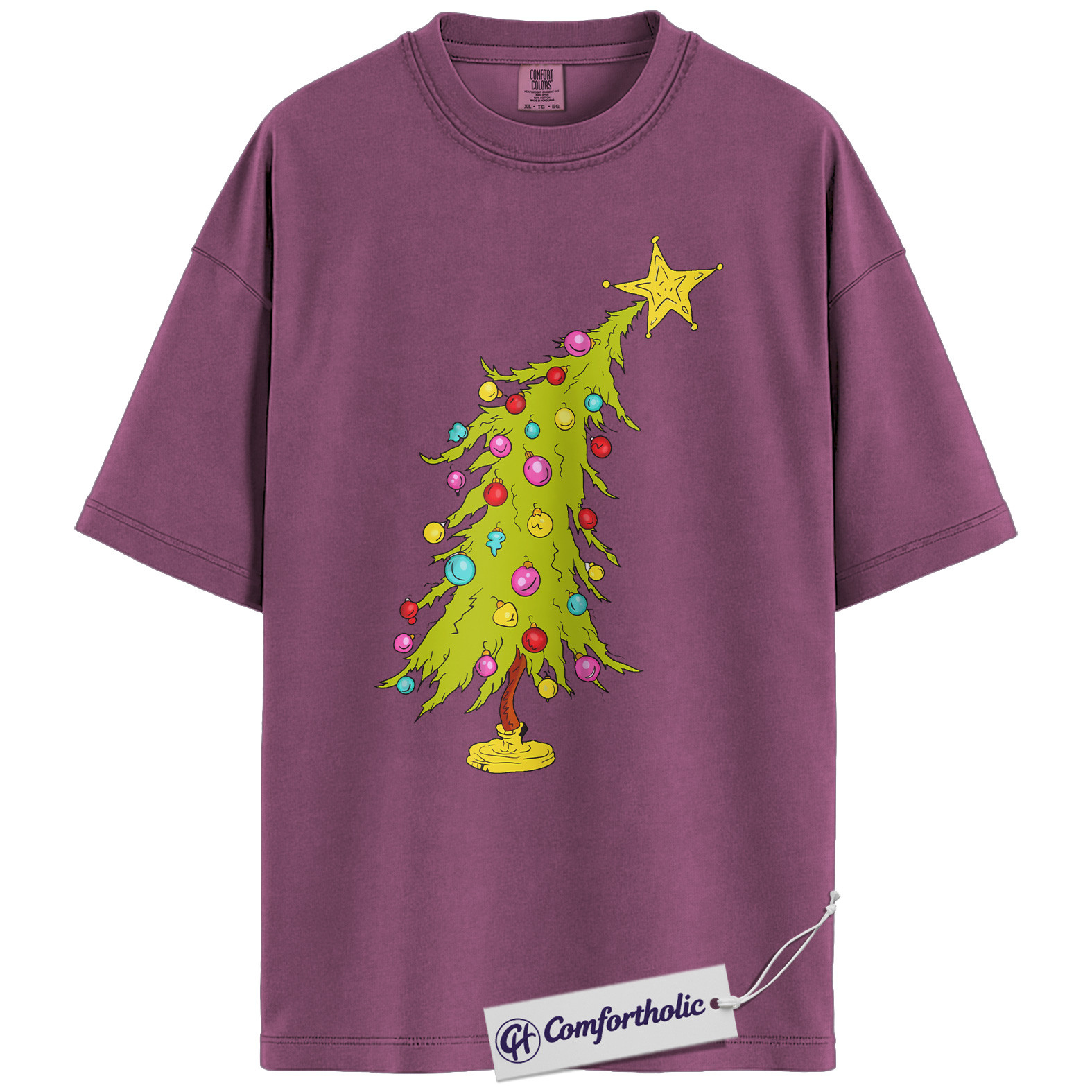 Funny Christmas Tree Shirt, Whoville Holiday T-Shirt, Cute Grinch Style Tree Graphic Tee, Festive Holiday Gift, Christmas Comfort Colors Shirt - Image 15