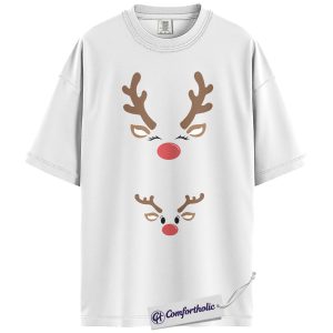 Pregnancy Christmas Shirt, Reindeer Maternity Holiday T-Shirt, Funny Pregnancy Announcement Graphic Tee, Cute Christmas Gift for Expecting Moms, Christmas Comfort Colors Shirt