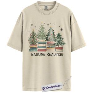 Seasons Readings Shirt, Book Lover Christmas T-Shirt, Funny Holiday Reading Graphic Tee, Cute Gift for Readers and Librarians, Christmas Comfort Colors Shirt