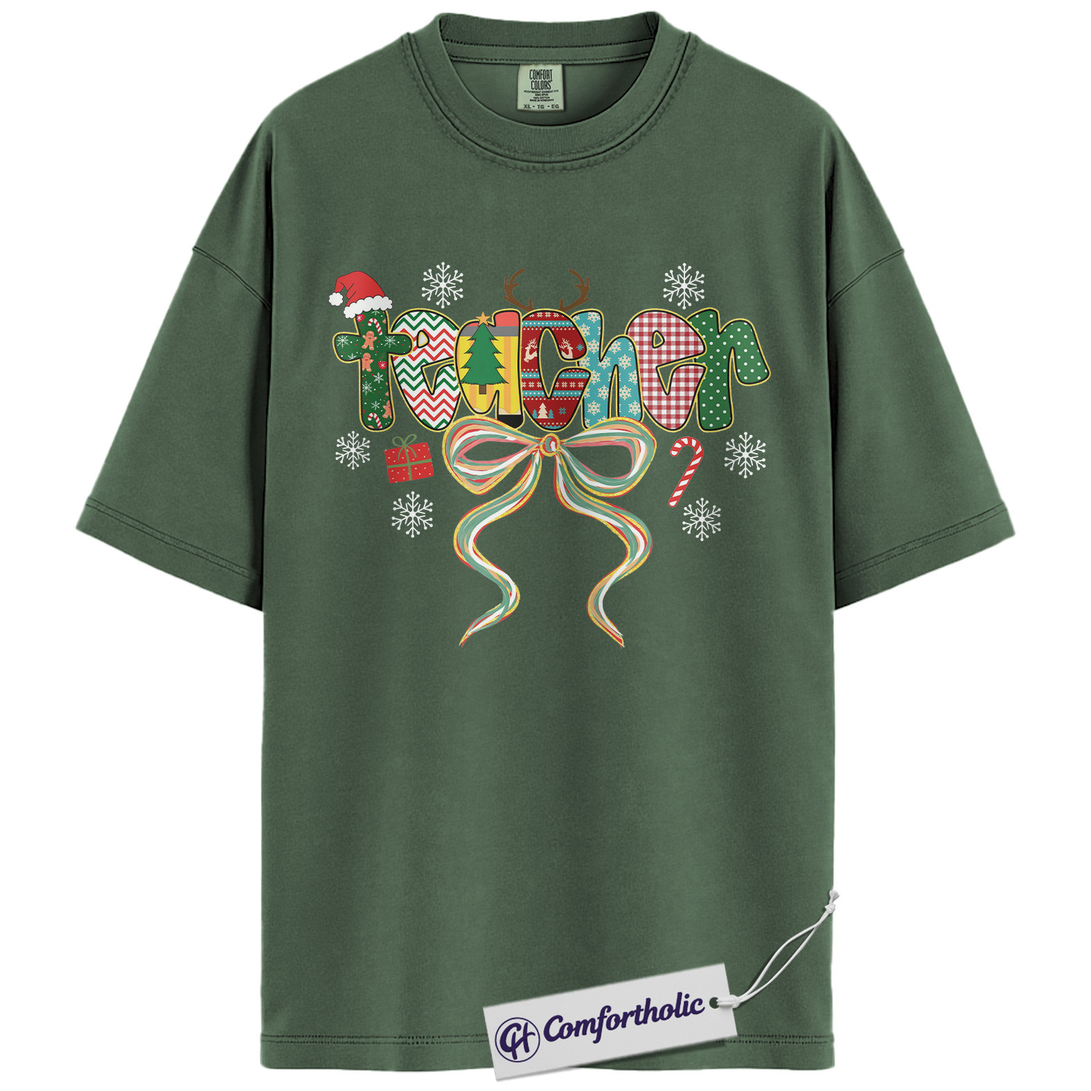 Teacher Christmas Shirt, Holiday Teacher T-Shirt, Cute Festive School Graphic Tee, Christmas Gift for Teachers, Christmas Comfort Colors Shirt - Image 5