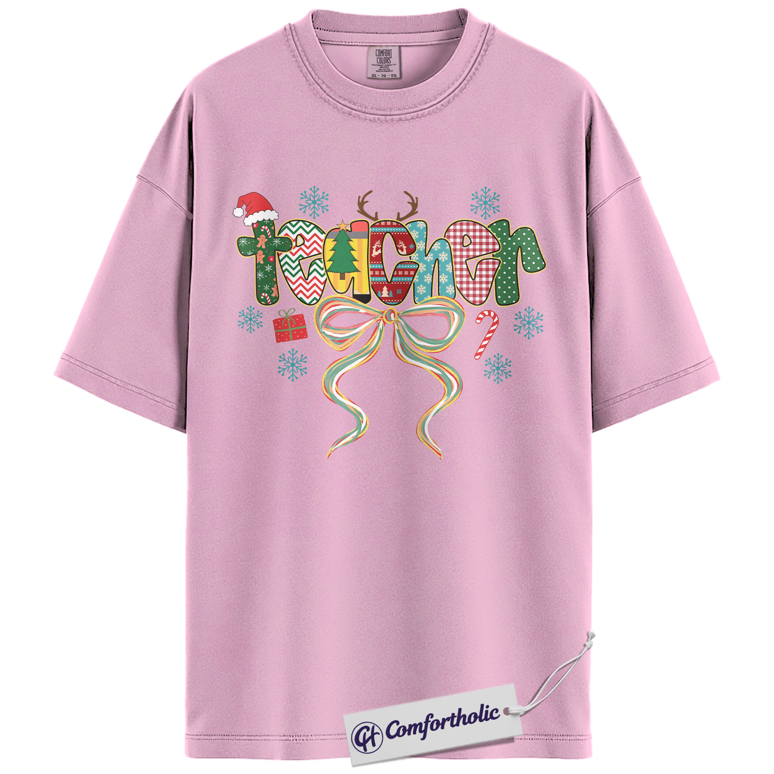 Teacher Christmas Shirt, Holiday Teacher T-Shirt, Cute Festive School Graphic Tee, Christmas Gift for Teachers, Christmas Comfort Colors Shirt - Image 8