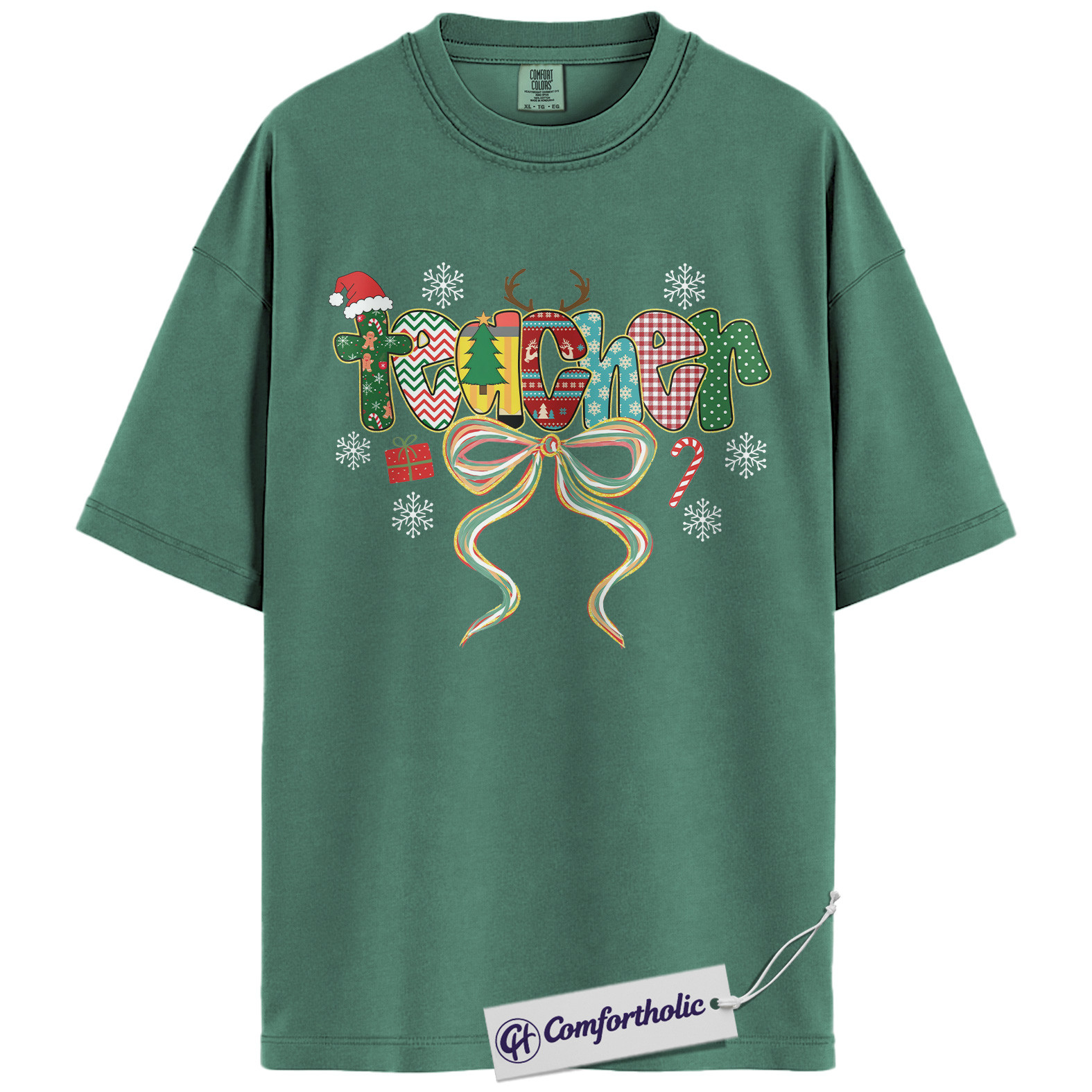 Teacher Christmas Shirt, Holiday Teacher T-Shirt, Cute Festive School Graphic Tee, Christmas Gift for Teachers, Christmas Comfort Colors Shirt - Image 10