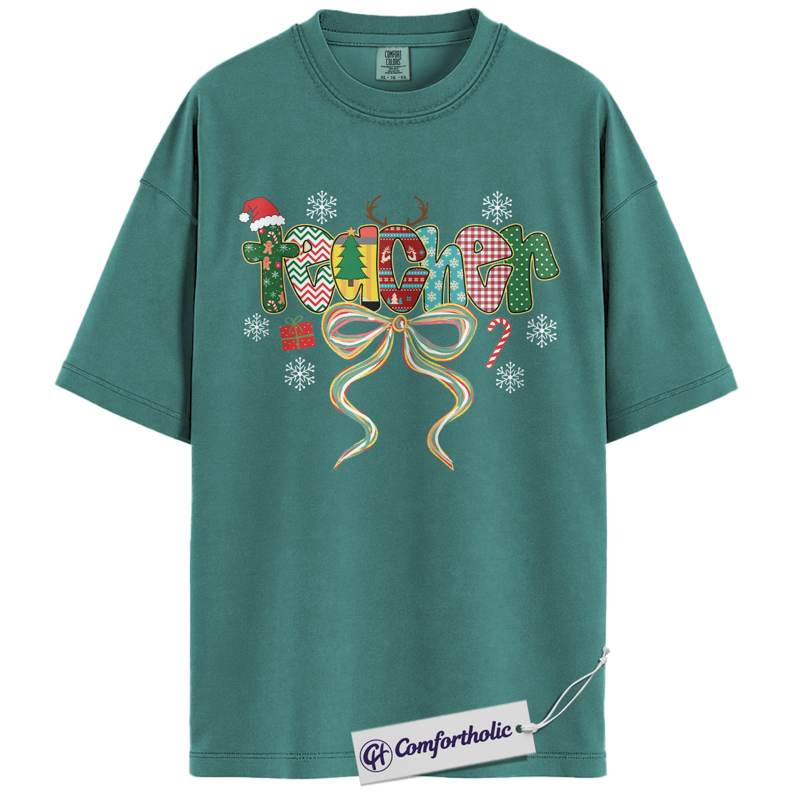 Teacher Christmas Shirt, Holiday Teacher T-Shirt, Cute Festive School Graphic Tee, Christmas Gift for Teachers, Christmas Comfort Colors Shirt - Image 13