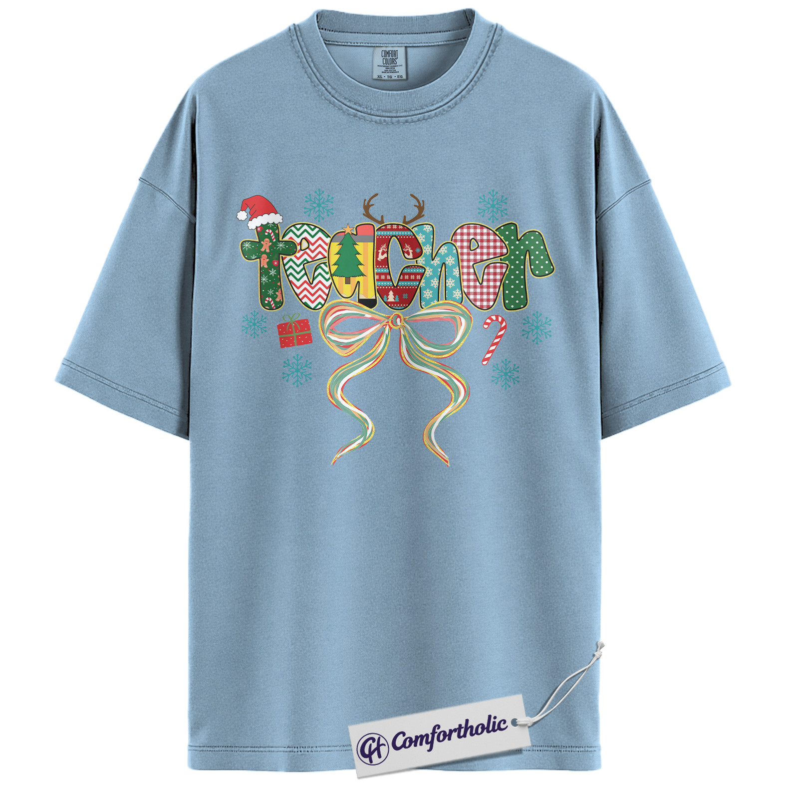 Teacher Christmas Shirt, Holiday Teacher T-Shirt, Cute Festive School Graphic Tee, Christmas Gift for Teachers, Christmas Comfort Colors Shirt - Image 14