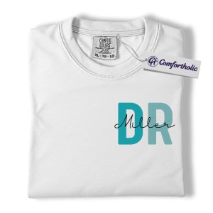 Alternative view of Personalized Doctor Shirt, Custom Name Medical Professional T-Shirt, Minimalist Monogram DR Graphic Tee, Gift for Physicians and Healthcare Workers, Comfort Colors Shirt