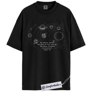 Alternative view of The Heavens Declare the Glory of God Shirt, Christian T-Shirt, Psalm 19:1 Bible Verse Graphic Tee, Faith-Based Space Aesthetic Gift, Comfort Colors Shirt