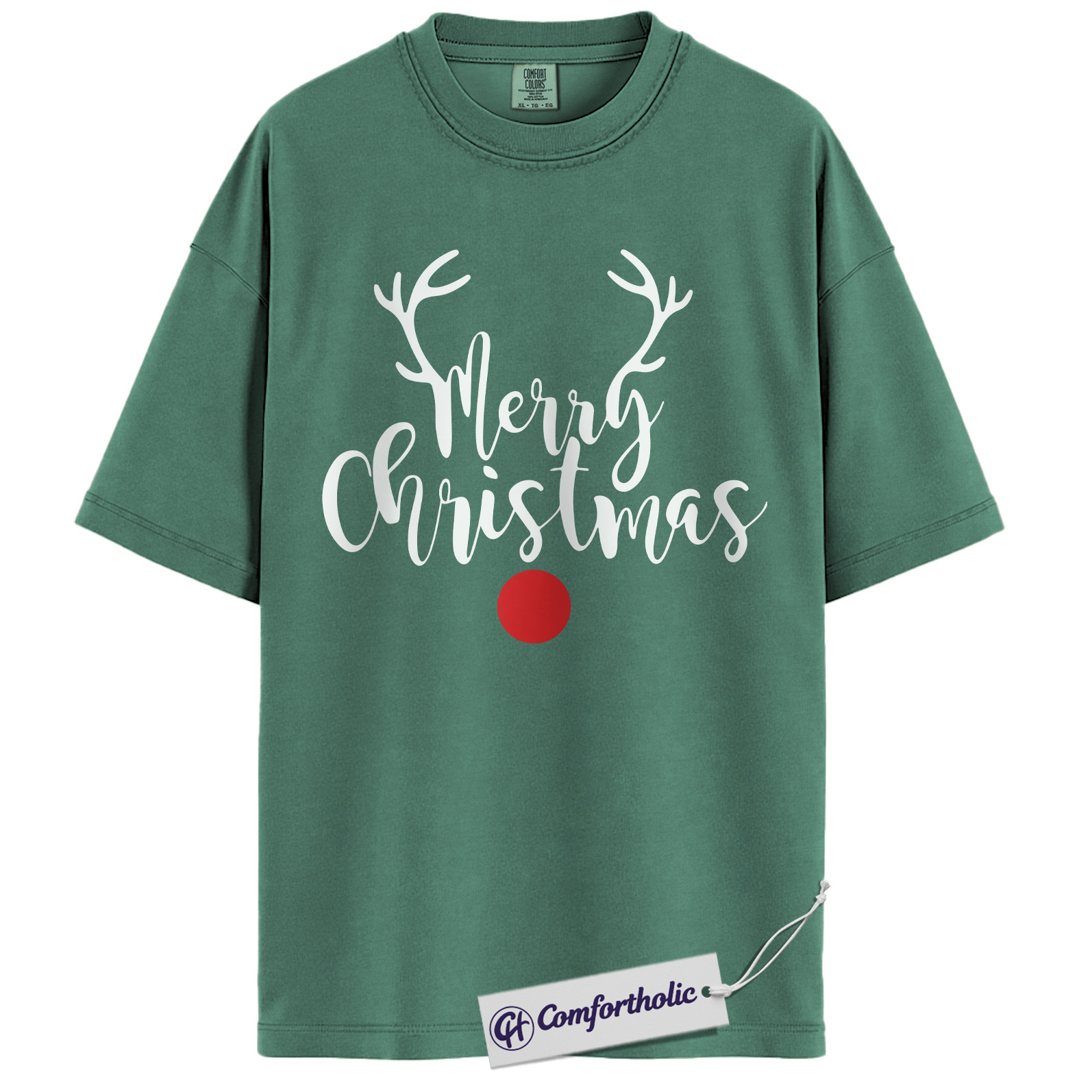 Merry Christmas Shirt, Minimalist Holiday T-Shirt, Rudolph Reindeer Graphic Tee, Simple Festive Gift, Christmas Comfort Colors Shirt - Image 10