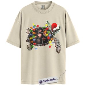 Alternative view of Sea Turtle Christmas Shirt, Cute Ocean Lover Holiday T-Shirt, Marine Animal Graphic Tee, Tropical Christmas Gift for Beach Lovers, Christmas Comfort Colors Shirt