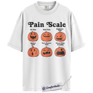 Alternative view of Pain Scale Halloween Shirt, Funny Nurse Medical T-Shirt, Pumpkin Face Pain Chart Tee, Healthcare Worker Halloween Gift, Halloween Comfort Colors Shirt