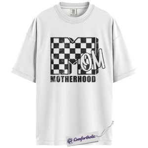 Alternative view of Checkerboard Mom Shirt, Trendy Motherhood T-Shirt, Minimalist Mom Life Graphic Tee, Cute Gift for Moms, Family Comfort Colors Shirt