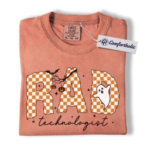 RAD Technologist Halloween Shirt, Spooky Medical Worker T-Shirt, Checkerboard Radiology Graphic Tee, Funny Healthcare Gift, Comfort Colors Shirt