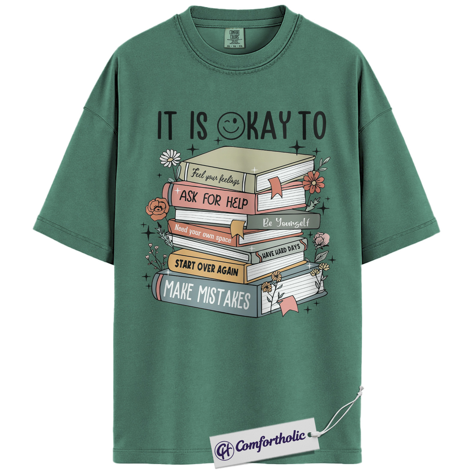 It Is A Okay Shirt, Mental Health Awareness T-Shirt, Inspirational Self Care Graphic Tee, Positive Quote Gift for Book Lovers, Comfort Colors Shirt - Image 10