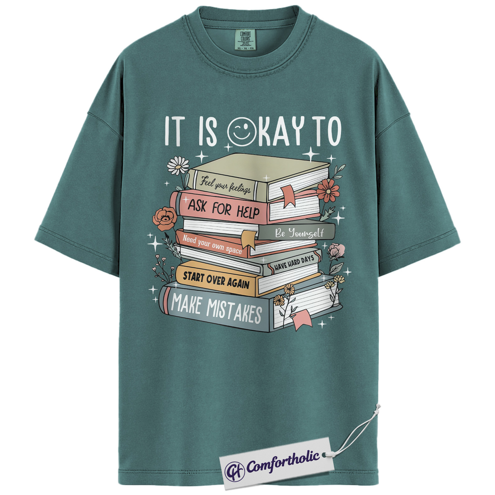 It Is A Okay Shirt, Mental Health Awareness T-Shirt, Inspirational Self Care Graphic Tee, Positive Quote Gift for Book Lovers, Comfort Colors Shirt - Image 11